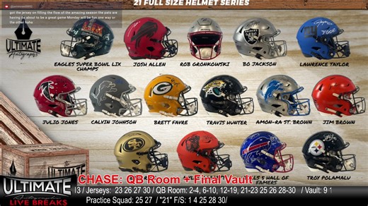 🎯 Ultimate Autographs Live Sports Memorabilia Breaks Welcome to Ultimate Autographs — where sports fans and collectors come together for live autograph mystery box breaks and authentic memorabilia reveals streamed every day on YouTube! We feature autographed jerseys, helmets, footballs, bats, mini helmets, and more — from your favorite players across every major sport. ⚡ How Live Breaks Work 1. Visit https://ultimateautographs.com/pages/live-break 2. Buy spots in one of our live breaks 3. Watch