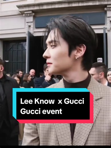 Nuestro gran Lee Know embajador global de la prestigiosa casa Gucci llega al evento en medio de vitores de Stay. #ambassador #Gucci #leeknow #fashionweek