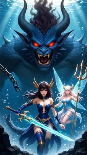 Water Fairy vs Sea Demon 😱⚔️🌊#shorts #shortsfeed #aivideo