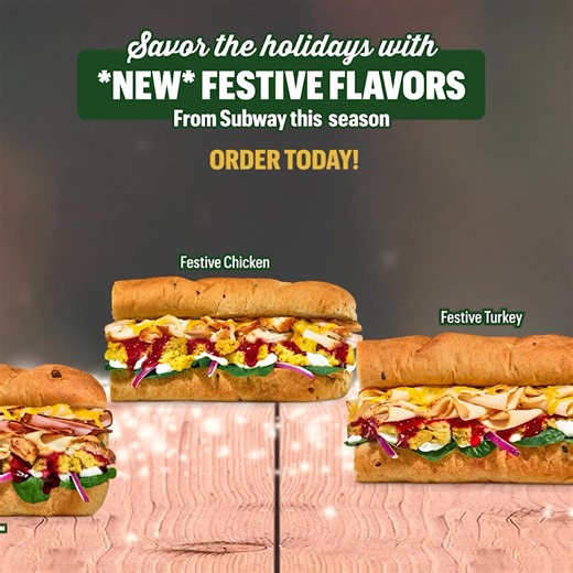 The NEW Festive Flavors are a touchdown! Make the holidays last longer with all your favorite seasonal flavors. | Subway