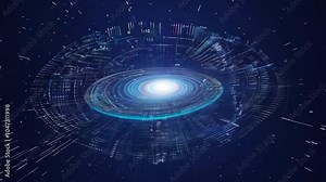 Abstract Space Background with Shining Stars, Comet Trails, and Digital Data Visualization