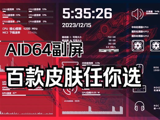 Aida64副屏监控 百款皮肤模板任你选