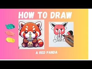 How To Draw A Red Panda Drinking Boba