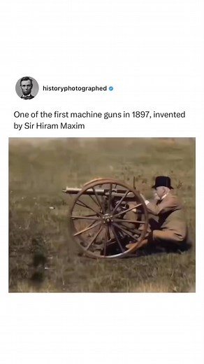 History Photographed on Instagram: "Sir Hiram Maxim is best known as the creator of the first automatic machine gun, the Maxim gun. In addition to this groundbreaking invention, Maxim held patents for various mechanical devices including hair curling irons, a mousetraps, and steam pumps. Although some sources credit him with inventing the lighbulb, it is important to note that the invention of the lightbulb is generally attributed to Thomas Edison."