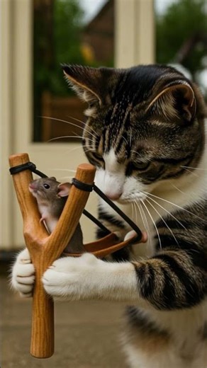Cat Launches Mouse with Slingshot?! Hilarious Twist on Predator & Prey