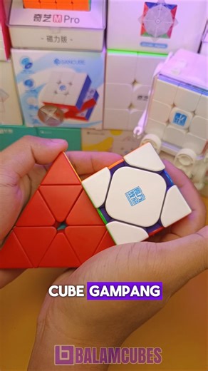 Pyraminx is usually easier for beginners because it has fewer pieces and the movements are simple.