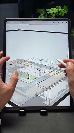Ipad hand painted indoor perspective drawing tutorial. #digitaldrawing #art #ipadpro #ipaddrawing