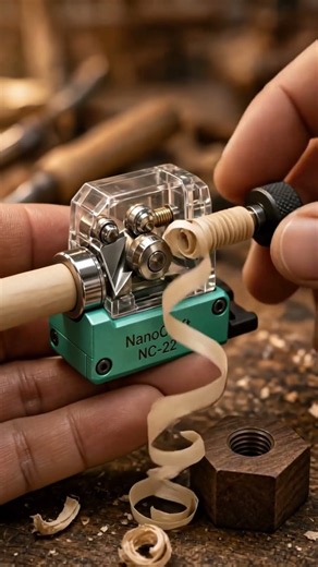 Tiny Tool Cuts Perfect Wooden Threads in Seconds #NanoCraft #MiniTools #Woodworking #WoodTurning