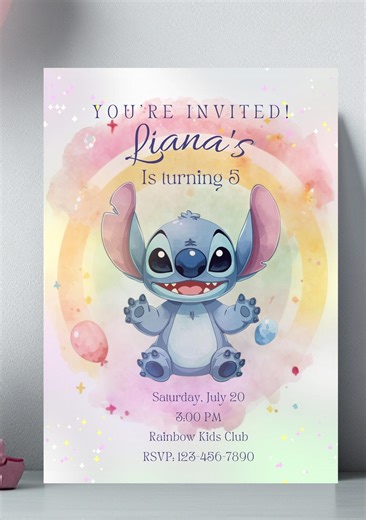 Rainbow Alien Birthday Invitation Template, Cute Kids Birthday Party Invite, Editable Birthday Invitation, Instant Download - Etsy