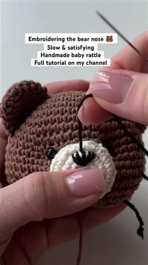 Embroidering a Crochet Bear Nose 🧵| Relaxing