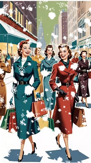 Stepping into December like a 1950s Christmas postcard… bags full, hearts full, and the whole season ahead. 🎄🛍️ | Christmas Comfort 365