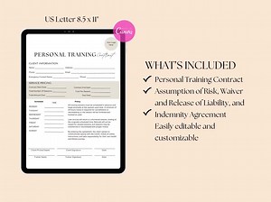 Personal Training Contract Template: Printable Client Forms (canva Editable, PDF, PNG, JPG) - Etsy UK