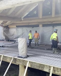 416K views · 280 reactions | Big deck pour today on our Indian project!! | Langberg Log Homes | Facebook