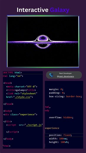 Interactive Galaxy 🪐\r.\r.\r.\r🤩 Source Code Available in GitHub & Telegram Link in Bio 🔥