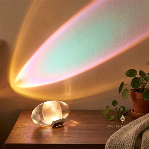 Crystal Sunset Lamp, Color Changing Warm Blue Purple Light, Modern Bedroom Desk Lamp - Etsy