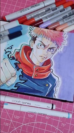 🎨 Coloring Yuji Itadori fanart | Copic markers #jjk #animeart #jujutsukaisen #jjkfanart #markers