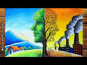 save environment drawing with oil pastel color