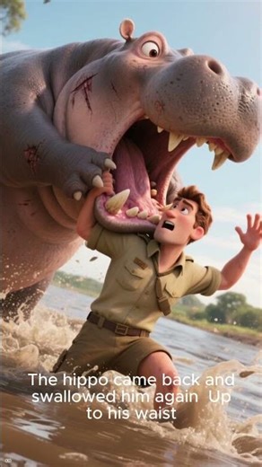 He Was Swallowed by a Hippo Twice and Survived #shorts #survival #animals #truestory #animals