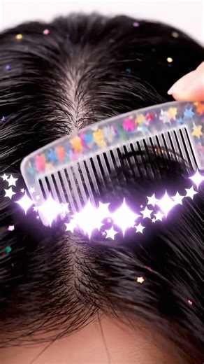 [ASMR] Combing Crown with Plastic Fine‑Tooth + Star Confetti — stars align as a celestial | 5s Loop