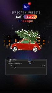 Day 51/90 – Find Edges Effect 🦋 Today is Day 51 of our 90 Days After Effects Challenge, and we’re exploring Find Edges, a stylized effect that detects outlines in your footage, perfect for sketch looks, cartoon styles, and creative edge highlights. ✨ What is Find Edges? Find Edges detects contrast and turns details into visible outlines. Great for hand-drawn looks, neon edge effects, tech visuals, and artistic edits. ✨ How to Use: - Select layer → Effect → Stylize → Find Edges Adjust: - Invert 