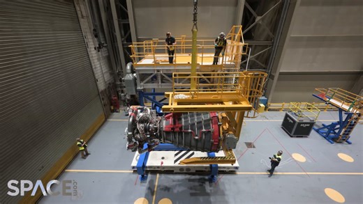 NASA Artemis 2 moon rocket's core stage engines installed in 4K time-lapse
