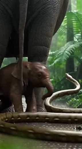Baby Elephant vs Giant Python 🐘🐍 | Shocking Wild Encounter Unfolds #wildlife #nature #animals