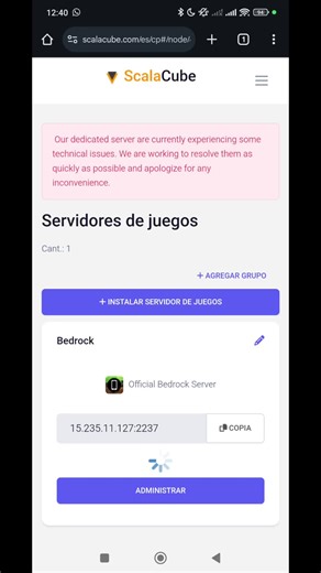 Hay problemas con el alojamiento del servidor, ya están solucionandolo. #Minecraft #EragonSurfer #MinecraftBedrock #MinecraftServer