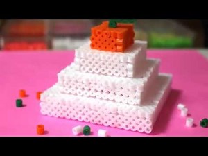 パーラービーズで立体鏡餅の作り方 図案 Perlerbeads 3D Kagami Mochi