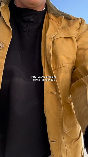 Black and white are fall colors, thanks for coming to my ted talk Sometimes I feel like good basics get ignored during the fall with all of the focus on rich color and texture. I’m here to say that a hunting jacket over a black crew and white denim can work too. | The Jace Goodwin