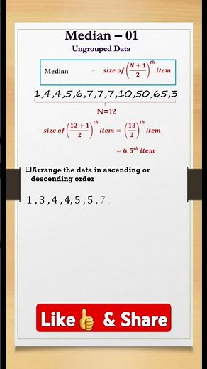 How to Find the Median for Ungrouped Data (Even Number of Values) | Quick Math #DataAnalysis