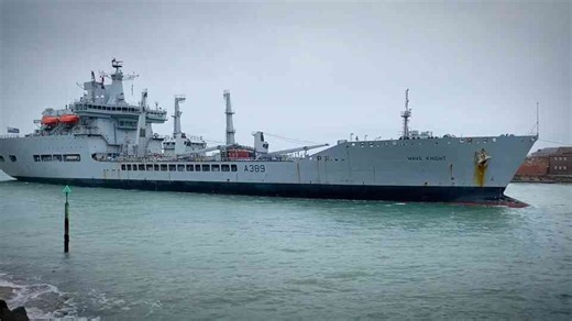 Royal Fleet Auxiliary tanker Wave Knight returns to Portsmouth