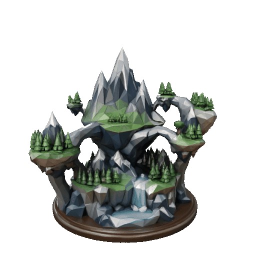 Floating mountain island terrain model Rugged polygon art nature decor 3D Model STL File minimalist decor Designed for Tough Printing