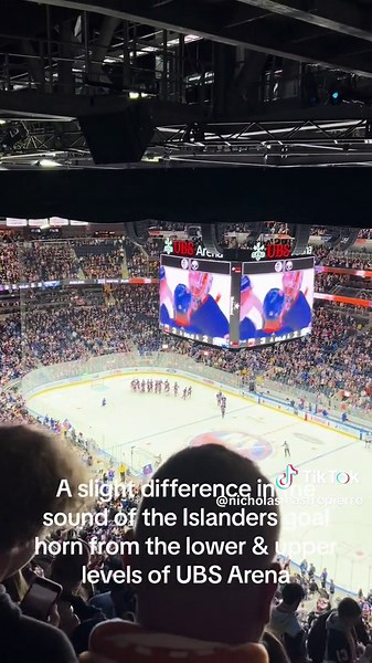 Making this TikTok because I wanted to point out how terrible the Islanders goal horn sounds from the upper level of UBS Arena. I know some people are gonna say that there isn’t much of a difference, so I put two videos from my camera roll for comparison. The first video was recorded from the 13th row of section 112, and the second video was recorded from the very last row of sextion 318. I don’t know if this is a common thing at every NHL arena, but I just find it weird how the Islanders goal h