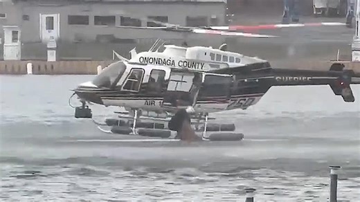 Watch: Helicopter crew rescues dog from New York’s Seneca River