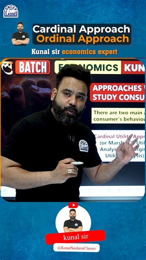 KUNALSARDANACLASSES on Instagram: "Cardinal vs Ordinal⚡ Class 11 Economics ka important concept 🔥 Is short mein clear samjho: ➡️ Professor Alfred Marshall – Cardinal / Utility Approach ➡️ Professor J.R. Hicks – Ordinal (Ranking) Approach ➡️ Satisfaction vs Ranking ka difference ➡️ Board exam ke liye perfect explanation 📌 Concept clear = marks secure! #CardinalApproach #OrdinalApproach #Class11Economics #UtilityAnalysis #EconomicsShorts #CBSE2025 #KunalSir #ConceptClasses"