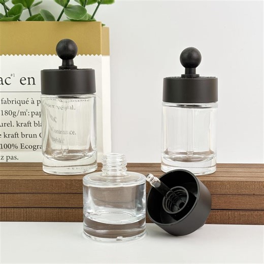 Clear Glass Dropper Bottle 30ml 50ml 60ml, Matte Black Ball Cap, Refillable Serum Oil Bottle, Empty Cosmetic Packaging, Tincture Bottle - Etsy