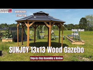 EASY Backyard Transformation! SUNJOY 13x13 Octagon Gazebo Assembly & Review!