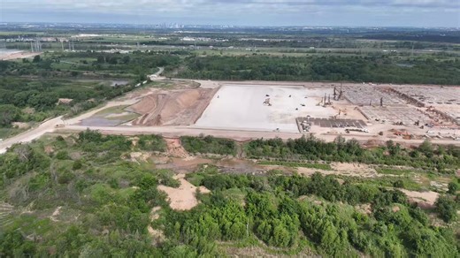The new Giga Texas Optimus factory foundation work continues with three distinct sections under construction. On the south end of what I think may be phase 1 of the construction, the large depressed graded area has had about .5 to 1 meters of gravel and crushed concrete added and now GeoPier equipment is at work. On the middle section, dense footings of two primary types are being constructed, suggesting heave loading of the structure in this area. On the north end, it’s mainly flat grade with l