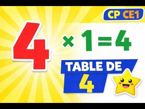 Table de multiplication de 4 CP CE1