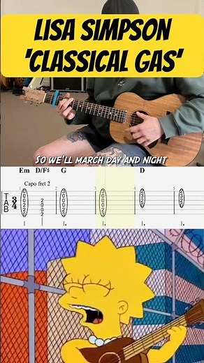 Union Strike Song + Classical Gas - Lisa Simpson (Guitar Cover with TABS)