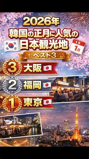 2026韓国正月、日本旅行先TOP3#韓国正月 #ソルラル #韓国旅行#日本観光 #訪日観光 #東京旅行 #大阪旅行 #福岡旅行#日韓関係 #日韓アドバイザー #旅行ランキング#shorts