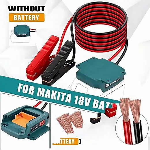 Bosch 18V GBA Battery Jumper Cable Kit – 12AWG 6Ft Automotive Booster for Cars, Mowers & Motorcycles