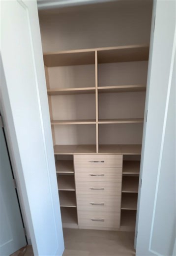 What looks simple on the outside opens to reveal a custom closet designed to make everyday storage feel a whole lot smarter. Clean lines, better organization, and a setup that makes the most of the space. All hidden behind the door. Because custom design isn’t just about how it looks. It’s about how well it works too. #customcloset #hiddencloset #storagehacks #closetorganization #fyp