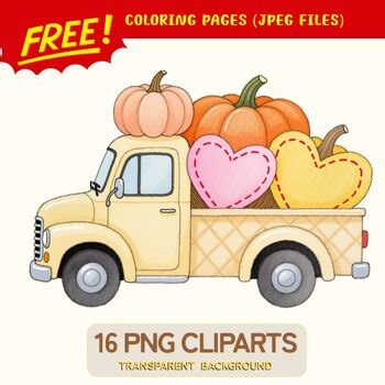 Harvest Truck Clipart PNG • 16 Digital Files • Transparent Background