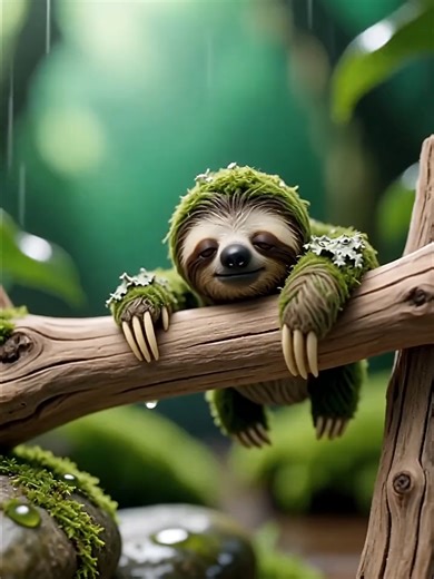 Mossy Sloth's Slow Snack A moss-crafted baby sloth eats a flower petal in mesmerizing, ultra-slow motion. Pure tranquility. #Sloth #MossArt #SlowMotion #Relaxing #NatureCraft #Macro#Cute #cute animals to draw #animationmeme #softglam #asmreating #fine dining taguig