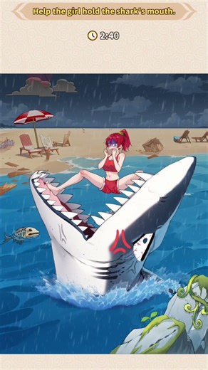 Brain puzzle tricky quest level 138 solution walkthrough (shark escape)