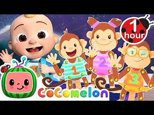 Five Little Monkeys Jumping on the Bed | Animal Counting Song | CoComelon Nursery Rhymes & Kids Song