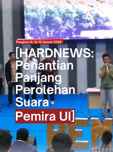 [HARDNEWS: Penantian Panjang Perolehan Suara Pemira UI] Setelah penyelenggaraan Grand Closing Pemilihan Raya (Pemira) UI (12/1) yang berakhir 'panas', hasil perolehan suara diumumkan pada keesokan harinya (13/1). Mohon maaf, terdapat kesalahan penulisan nama dalam video. Kuasa hukum Yatalathof-Fathimah bernama Ibrahim Ghifar. Teks: Alya Putri Granita, Vania Shaqila Noorjannah Editor: Chika Ayu Kontributor: Alya Putri Granita, Vania Shaqila Noorjannah Video: Dela Srilestari, X/@AthifYahya, Instag