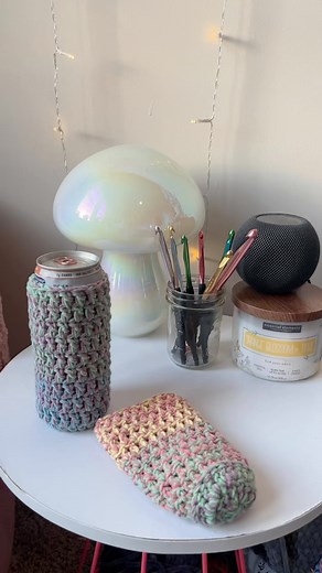 Jayden on Instagram: "Super simple fun crochet project! The crochet koozie made with carron cotton cakes! #crochettutorial #crocheters#crochetinspo #easycrochet #simplecrochet #tutorial"