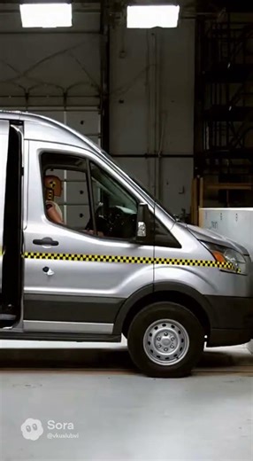 Crash test of a Ford Transit with an open rear door